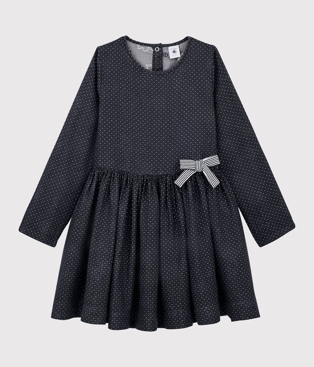 Robe manches longues enfant fille bleu/blanc