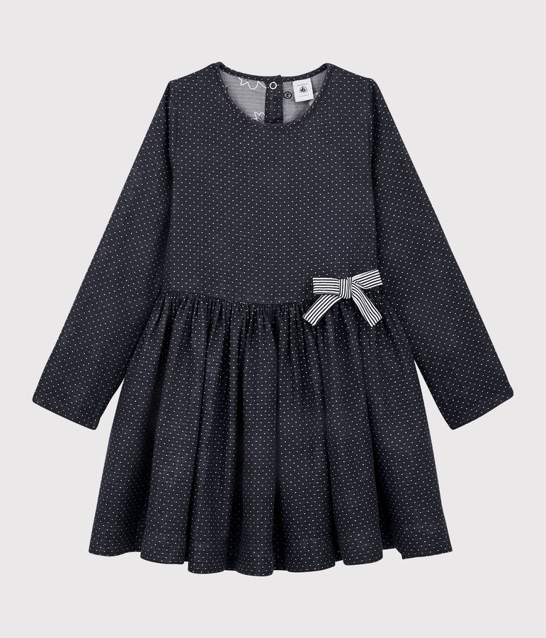 Robe manches longues enfant fille bleu SMOKING/blanc MARSHMALLOW