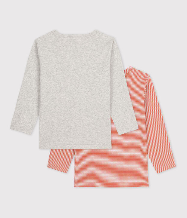Lot de 2 tee-shirts manches longues milleraies enfant fille / gar&ccedil;on en coton multicouleur