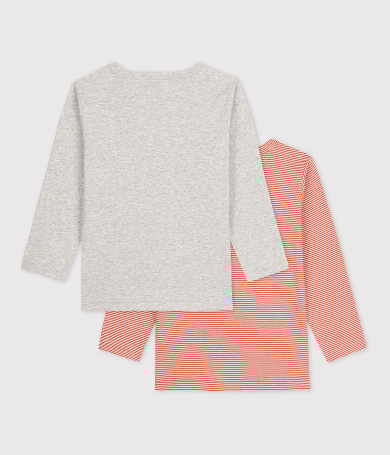 Lot de 2 tee-shirts manches longues milleraies enfant fille / gar&ccedil;on en coton multicouleur