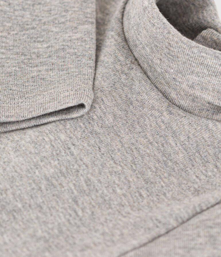 Body manches longues col roul&eacute; en coton b&eacute;b&eacute; gris CHATON CHINE