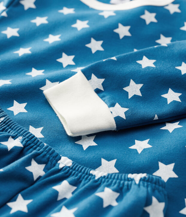 Pyjama imprim&eacute; graphique en molleton enfant bleu/blanc