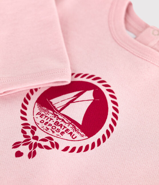 Sweatshirt bébé en coton motif Petit Bateau vintage rose JOLI