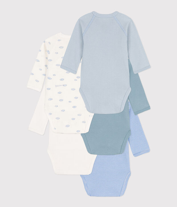 Lot de 5 bodies crois&eacute;s manches longues imprim&eacute;s en coton multicouleur