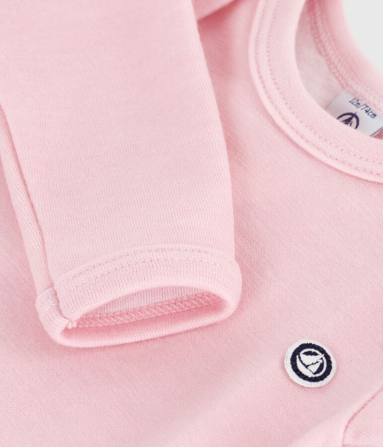Body manches longues  b&eacute;b&eacute; en laine et coton rose JOLI