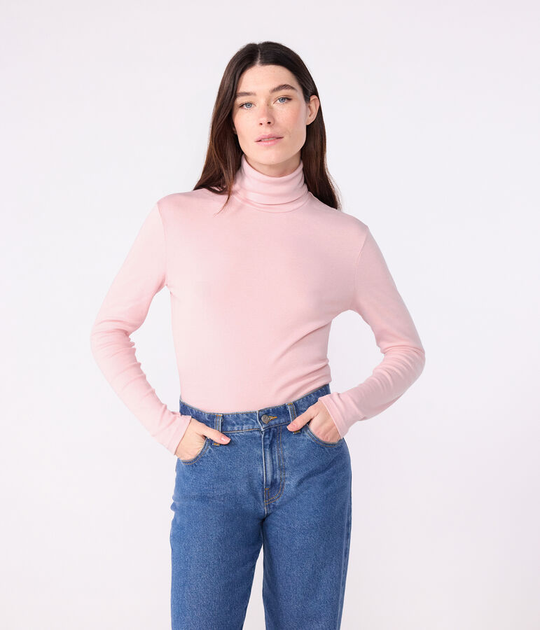 Sous-pull femme l'iconique en coton rose JOLI