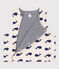 Gilet sans manche bébé baleines reversible en coton beige MONTELIMAR/bleu MEDIEVAL