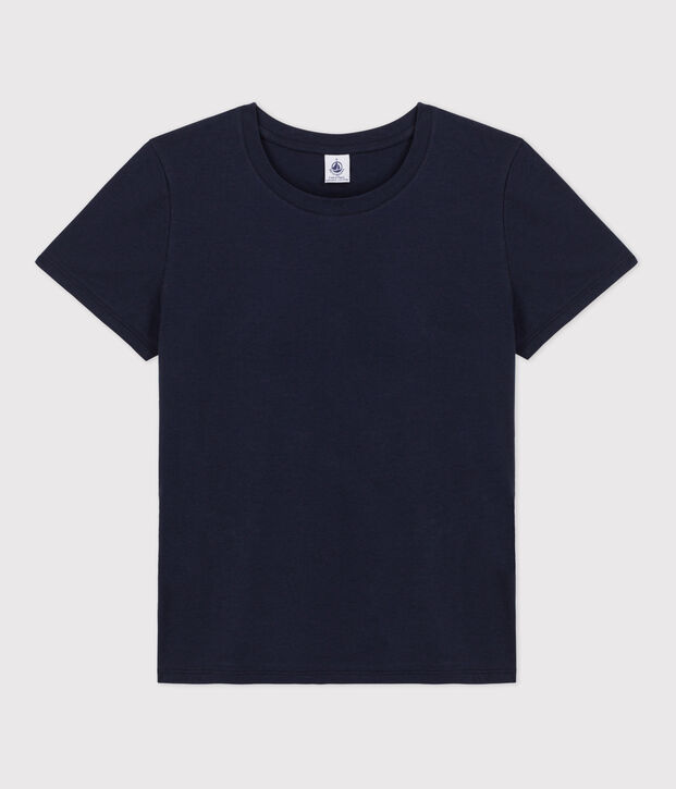 Tee-shirt LE DROIT col rond en coton Femme bleu marine