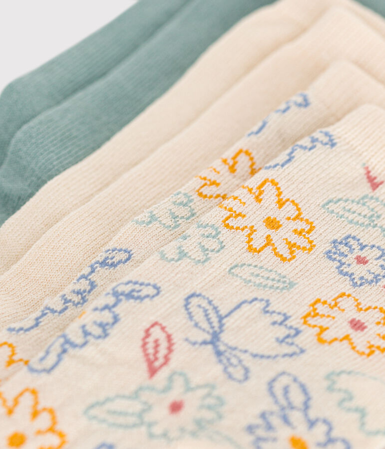 3 paires de chaussettes en coton fleurs enfant multicouleur