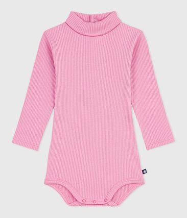 Body bébé col roulé en coton uni