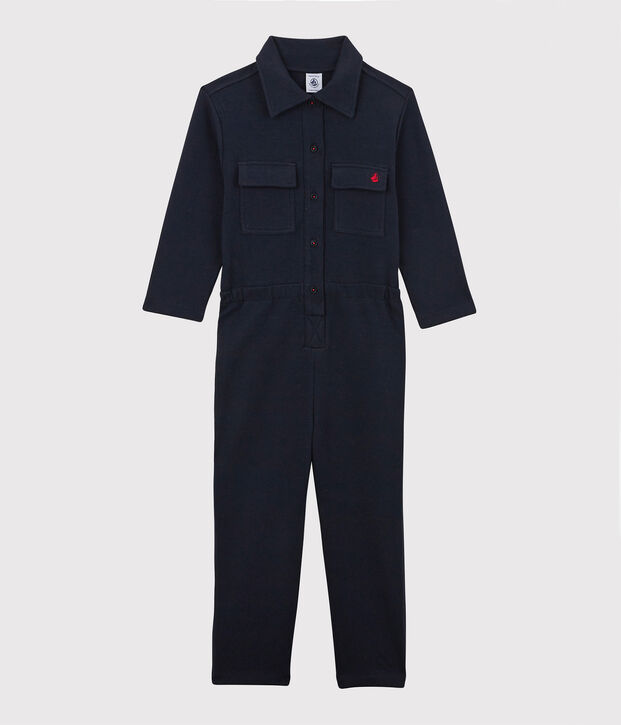 Combinaison en coton imprim&eacute;e enfant fille bleu marine