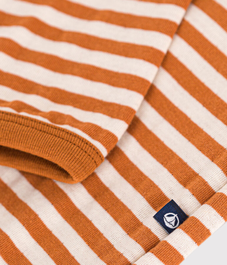 Combinaison longue en tubique b&eacute;b&eacute; marron/&eacute;cru