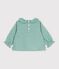Blouse b&eacute;b&eacute; en coton manches longues imprim&eacute;e vichy c&oelig;urs vert/blanc