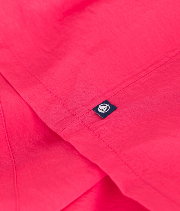 Robe manches courtes en toile enfant fille rose