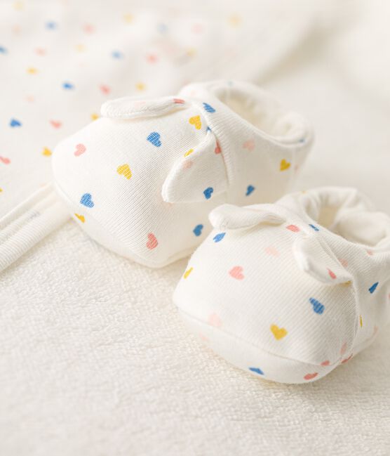 Carré de bain bébé en coton biologique blanc MARSHMALLOW/blanc MULTICO