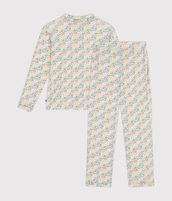 Pyjama en coton imprimé à motif fleurs femme blanc MARSHMALLOW/blanc MULTICO