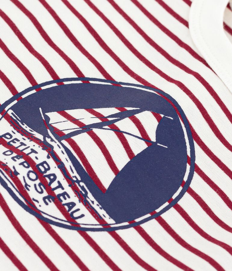 Tee-shirt b&eacute;b&eacute; en coton manches courtes ray&eacute; rouge MILK/ AMARANTE