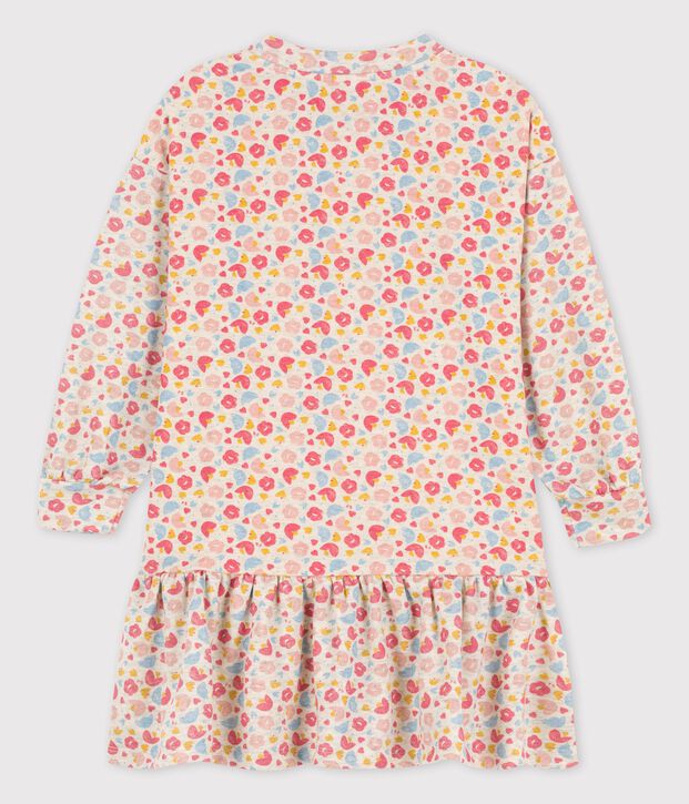 Robe manches longues en coton & laine enfant fille beige/multicouleur