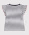 Teeshirt enfant en coton manches courtes à rayures blanc MARSHMALLOW/bleu SMOKING