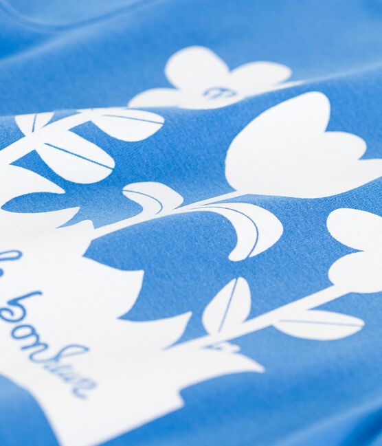 Tee-shirt manches courtes en coton enfant fille bleu BRASIER
