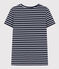 Tee-shirt LE DROIT col rond en coton Femme bleu SMOKING/blanc MARSHMALLOW