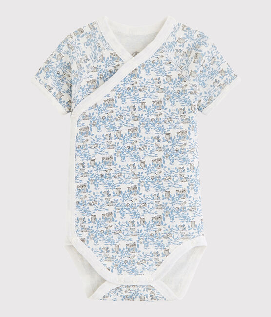 Body croisé manches courtes bébé fille-garçon blanc MARSHMALLOW/blanc MULTICO
