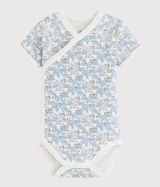 Body crois&eacute; manches courtes b&eacute;b&eacute; fille-gar&ccedil;on blanc/multicouleur