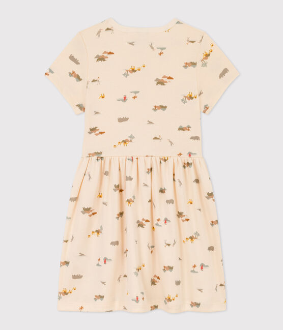 Robe imprimée en coton enfant fille blanc AVALANCHE/ MULTICO
