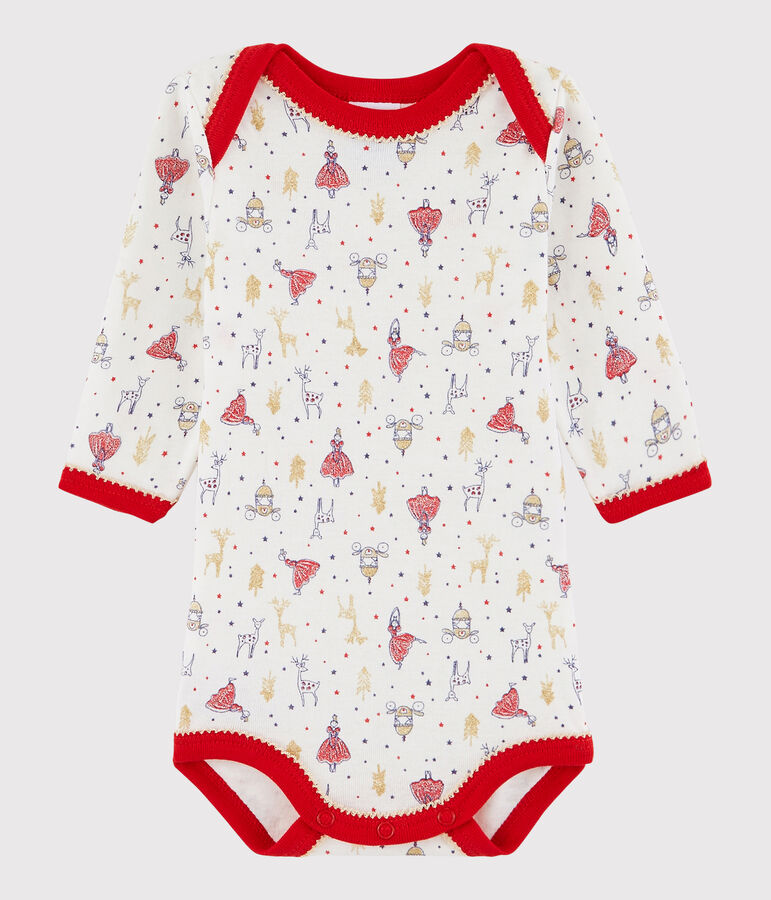 Body manches longues b&eacute;b&eacute; fille blanc/multicouleur