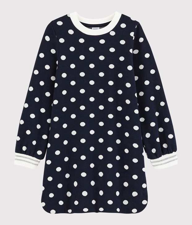 Robe manches longues enfant fille bleu/blanc