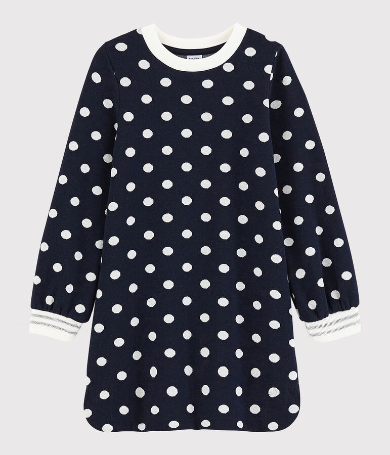 Robe manches longues enfant fille bleu SMOKING/blanc MARSHMALLOW