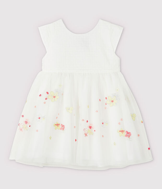 Robe de c&eacute;r&eacute;monie avec du tulle brod&eacute; b&eacute;b&eacute; fille blanc/multicouleur