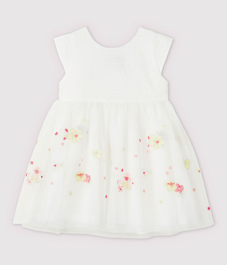 Robe de c&eacute;r&eacute;monie avec du tulle brod&eacute; b&eacute;b&eacute; fille blanc MARSHMALLOW/blanc MULTICO