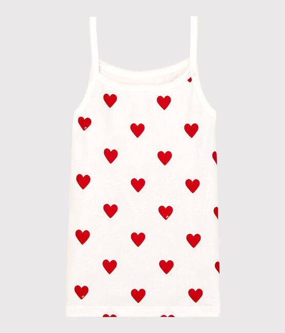 Chemise à bretelles en coton Femme blanc MARSHMALLOW/rouge TERKUIT