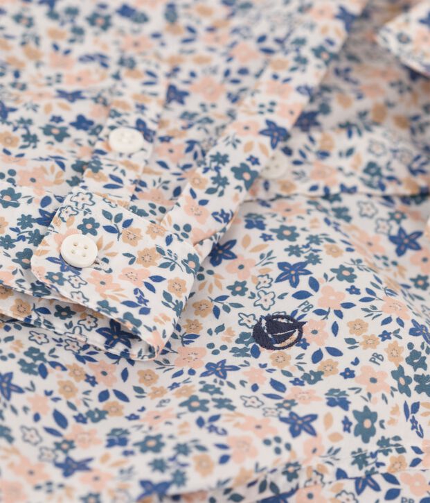 Chemise en popeline enfant gar&ccedil;on blanc/multicouleur