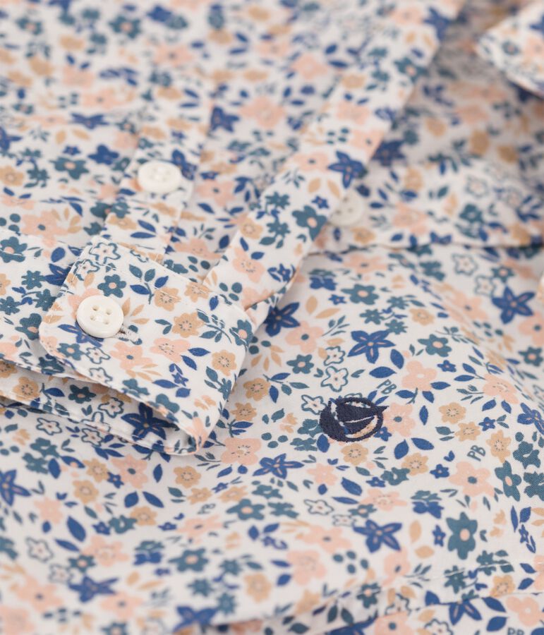 Chemise en popeline enfant gar&ccedil;on blanc/multicouleur