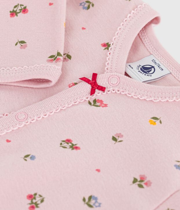 Pyjama b&eacute;b&eacute; en coton sans pieds imprim&eacute; fleuri rose/multicouleur
