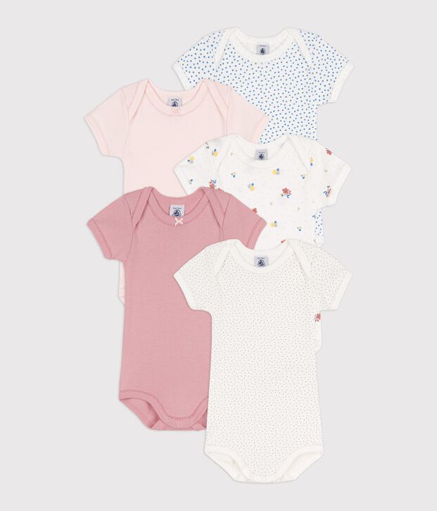 Lot de 5 bodies manches courtes en coton multicouleur
