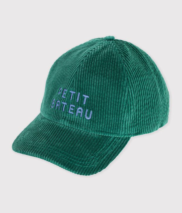 Casquette enfant en velours unie vert