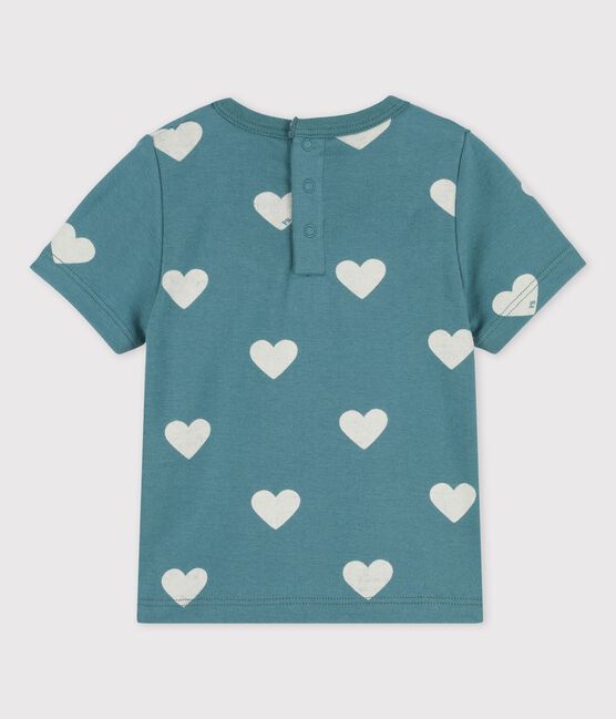 Tee-shirt manches courtes imprimé cœurs en coton bébé vert BRUT/blanc AVALANCHE