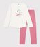 Pyjama enfant en coton &agrave; motif dragons rose/blanc