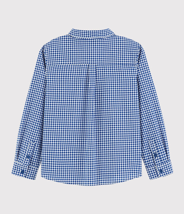 Chemise manches longues en popeline enfant gar&ccedil;on blanc/multicouleur