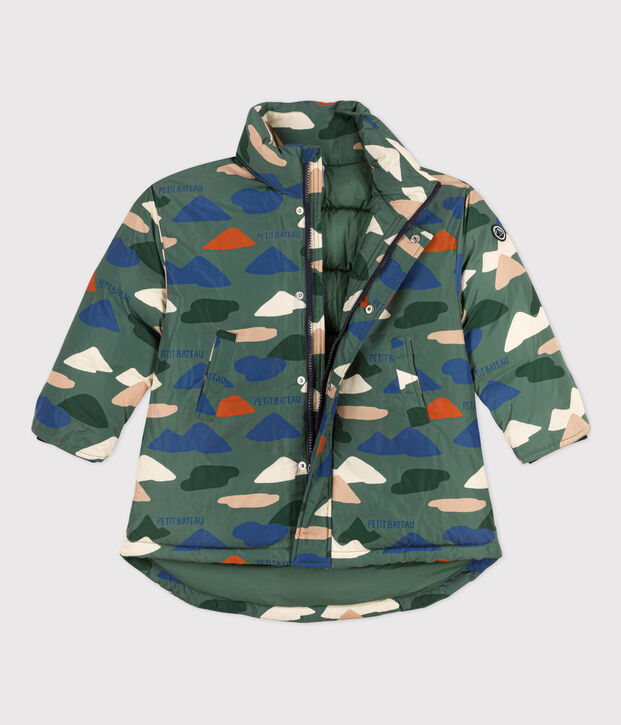 Doudoune mi-longue imprim&eacute;e enfant fille / gar&ccedil;on vert/multicouleur