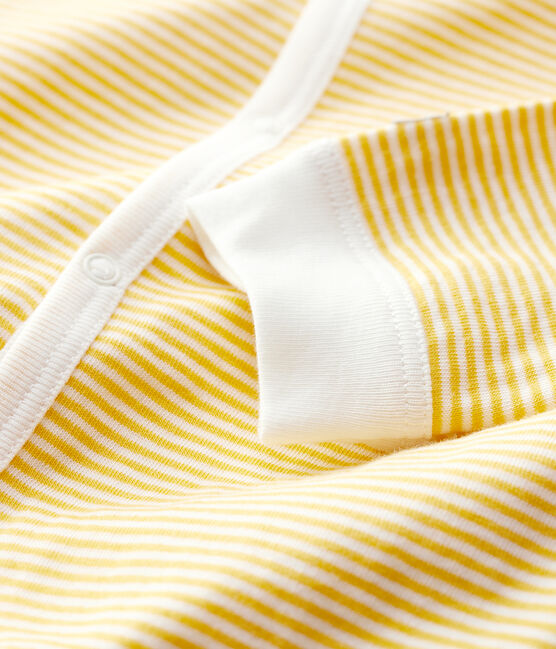 Dors-bien bébé milleraies jaune en coton biologique jaune OCRE/blanc MARSHMALLOW