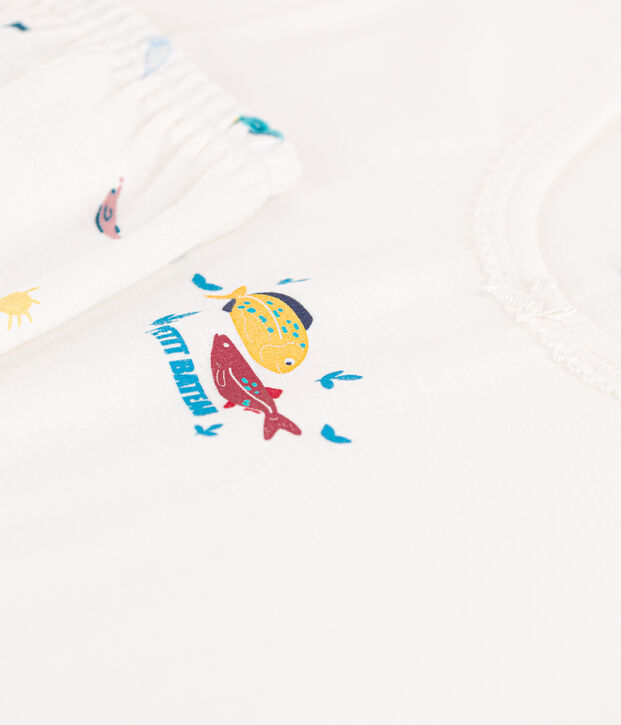 Pyjacourt animaux marins en coton petite fille blanc/multicouleur