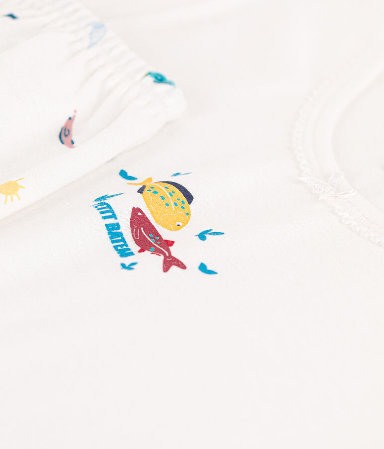 Pyjacourt animaux marins en coton petite fille blanc MARSHMALLOW/blanc MULTICO
