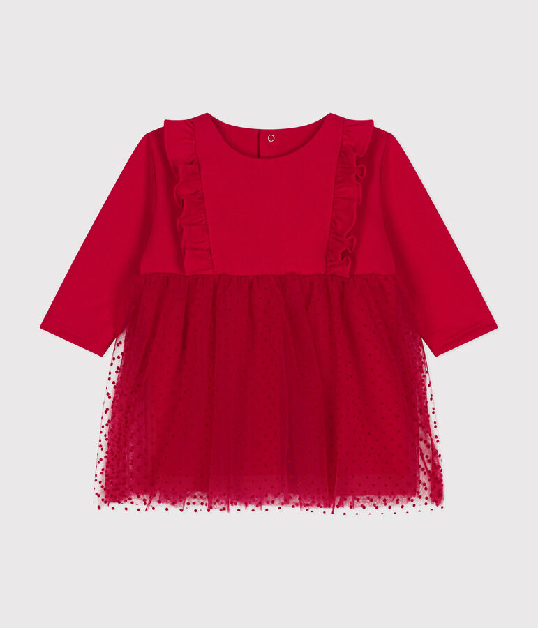 Robe en coton et tulle b&eacute;b&eacute; COULIS