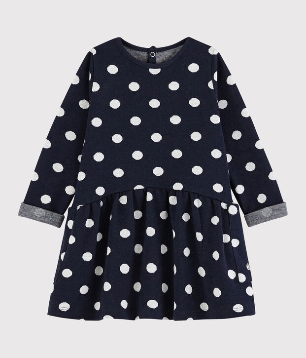 Robe manches longues b&eacute;b&eacute; fille bleu/blanc