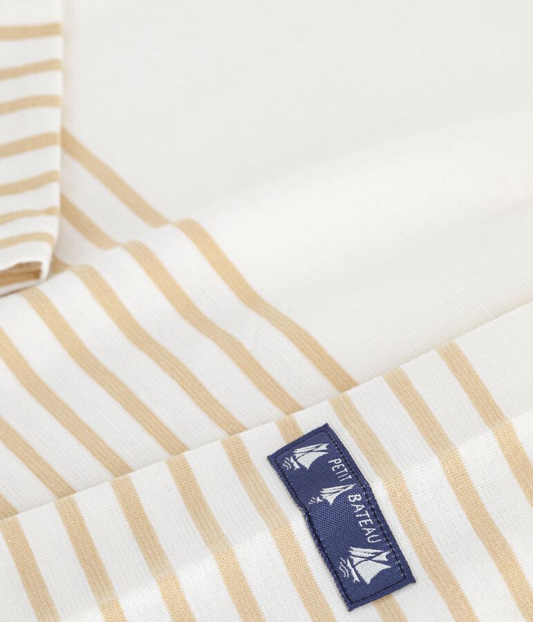 Tee-shirt marini&egrave;re femme en coton beige MILK/ CAJOU