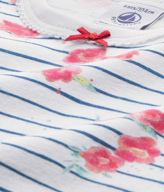 Chemise de nuit fille imprimée blanc ECUME/bleu MAJOR/ MULTICO